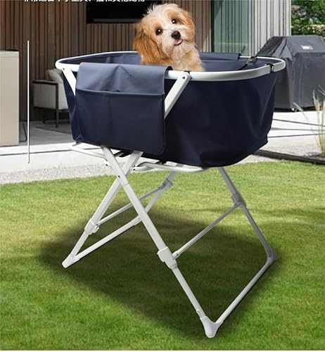 Bartuke Vasca da bagno per cani, vasca rialzata per cani/gatti pieghevole per animali domestici con supporto e tavolo da doccia per cani e gatti di piccola e media taglia, da interno e da esterno, blu