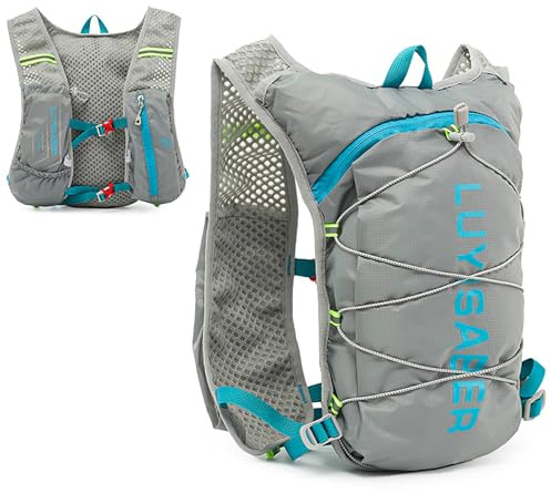 Running Backpacks, Lightweight Running Hydration Vest Backpack with Reflective Design, Functional Running Vest, Hydration Vest Pack for Outdoor Climbing Hiking Cycling Biking (Gray, one size)