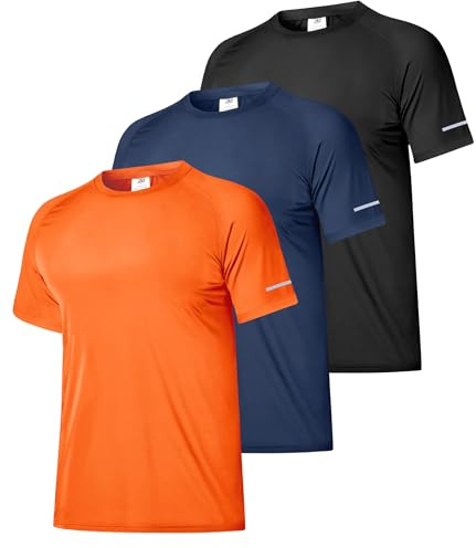 Boyzn 3 Pack Men's UPF 50+ Sun Protection Swim Shirts, Short Sleeve Crew Neck Rash Vest, Moisture Wicking Swimming Rash Guard for Men, Quick Dry Watersport Beach Shirt for Surfing Fishing 3P04-XL