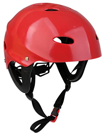 pistro Casco de seguridad profesional ajustable para deportes acuáticos para kayak, canoa, vela, surf, con carcasa ABS y forro de EVA, color rojo