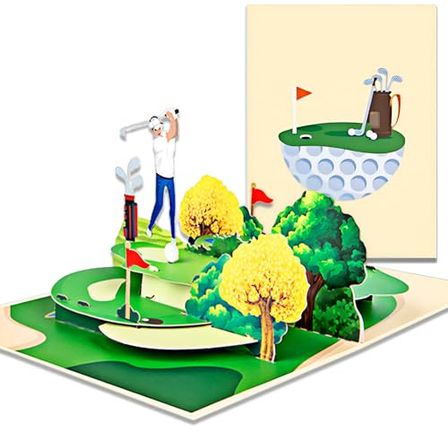 3D popup golf gratulationskort födelsedagskort fars dag kort roligt presentkort för golfentusiaster som presentidé till födelsedag årsdag, pensionering eller tack