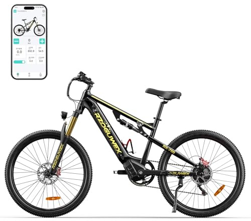 RZOGUWEX Bicicleta eléctrica todoterreno de 26 pulgadas y 70 NM para adultos con batería de iones de litio desmontable de 48 V 17.5 AH, 7 velocidades con amortiguadores dobles y freno de disco
