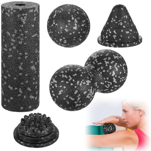 5 Pcs Bolas de Masajeador Pies, Rodillo Masaje Muscular, Pelota Masaje Pies, Rodillo Fascitis Plantar, Bolas de Fascia Balls para masaje de manos, espalda, columna y músculos