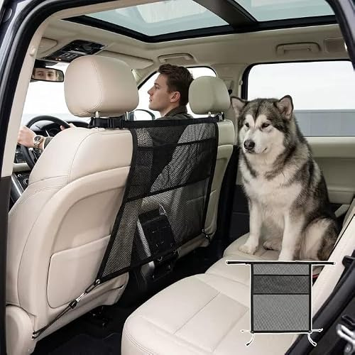 YuLiMirich Hundgaller bil, avdelare bagagerum hund med förvaringsväskor, hundgaller bil bagageutrymme, universellt passande djurbilbarriär för SUV:ar, limousiner och pick-ups
