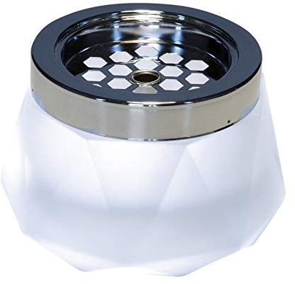 APS Windaschenbecher „Diamond“, Ascher, Aschenbecher aus verchromtem Metall und Glas, mit Bajonettverschluss, Ø 12 cm, 8 cm Höhe, weiß, Mittel
