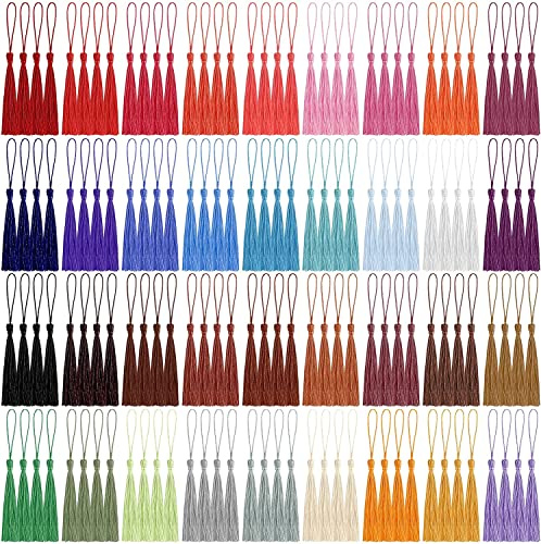 Homkeen Lot de 120 Pompons Soyeux Faits à la Main - Marque-Page - Pendentifs avec Boucle - Environ 39 Couleurs