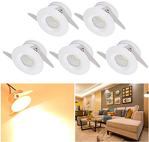 5er Mini LED Einbaustrahler Set,Elitlife 3W Warmweiß Mini Klein Einbaustrahler mit Transformer LED Deckeneinbaustrahler Schwenkbar COB Deckenspots