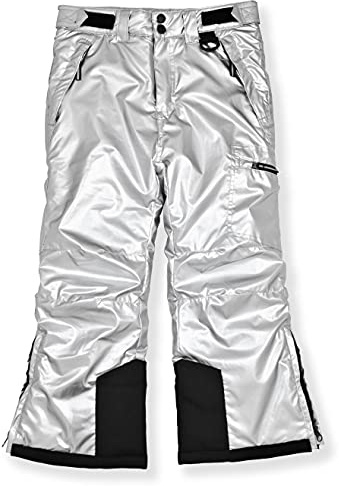 Arctic Quest Insulated Ski and Snow Pants for Boys and Girls, Water Resistant Trousers for Kids Metallic Silver