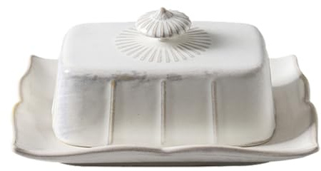 Cabilock Ceramic Butter Dish with Lid 7.60X5.59X3.54In Porcelain Butter Storage Box for Cheese Snacks Bread Margarine Food Serving Tray Suitable for Kitchen Dining