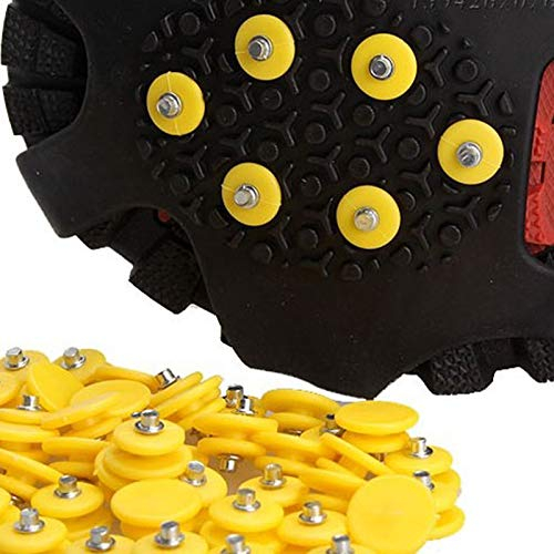 Longra Spikes für Schuhe, Schuhspikes, Schuhkrallen Steigeisen für Schuhe im Winter mit einem 15er-Pack Ersatz-Schneespikes (A 10PCS, One Size)