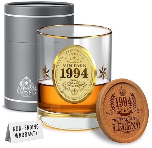 CROWNLY CRYSTAL® 1994 Cadeau Personnalisé Verre A Whisky 31 Ans Anniversaire Homme Cadeau Original Homme Cadeau 31 Ans Cadeau Anniversaire Homme Idee Cadeau Homme Cadeaux Hommes Cadeau 31 Ans Homme