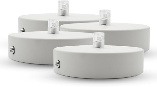 DOJA Barcelona | Embellecedor Lampara Techo | Blanco | Pack 4 Piezas | Rosetones Techo 100x25mm | Floron Lamparas Techo | Roseton Metal | Accesorios Para Lamparas De Techo, Decoracion Habitacion