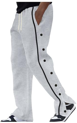 Pantaloni da riabilitazione da uomo con bottoni laterali apribili, traspiranti, pantaloni da allenamento, pantaloni sportivi post-operatori, pantaloni da jogging da uomo con bottoni, tuta, pantaloni