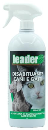 LEADER, Disabituante Spray, Repellente, Dissuasore, Allontana Cani e Gatti, Crea Barriera Olfattiva, Con Oli Essenziali ed Ingredienti Naturali, Uso per Superfici Interne ed Esterne, Formato da 1L