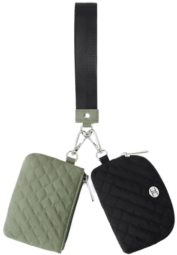 Telena Mini Wristlet Geldbörsen Damen kleine Portemonnaie mit Reißverschluss Münztasche Canvas Wallet für Sport