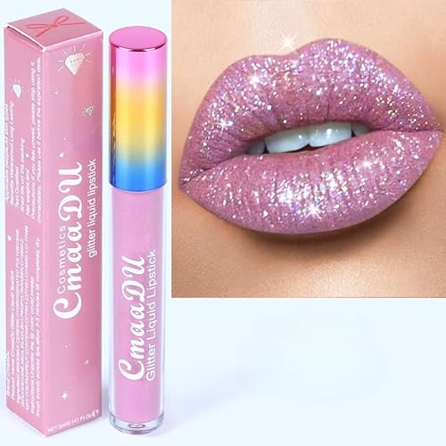 NIE PAN CHONG SHENG Makeup Diamond Lip Glaze Symphony Gloss Shiny Matte Metallic Lip Gloss Lipstick(01)