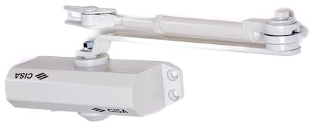 CISA Série 604 - Ferme-porte à crémaillère avec arrêt 16046103045 - Ferme-porte avec vitesse de fermeture réglable - Finition blanche - Pour portes Max 85 kg