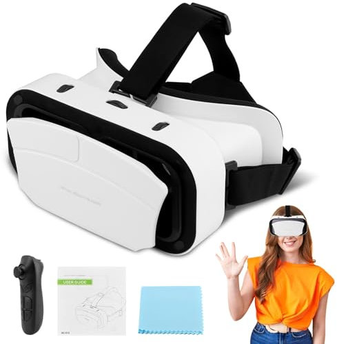 Ssiyiya Virtual Reality Goggles, 3D VR Glasses Adjustable VR Virtual Reality Headset with Wide Angle Lens, Universal 3D VR Headset for Kids Adults, HD Goggles For Phone Movies Games