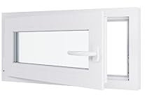 Fenêtre PVC - LxH 800x400 mm -Triple Vitrage - Blanc -poignée à droite
