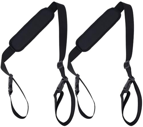 GORGECRAFT 2 Correa de Transporte para Silla de Playa Ajustable Plegable para Mochila Correas de Hombro Antideslizantes de Repuesto para Bicicleta Plegable Scooter Camping Mochileros Negro 1-1.76m