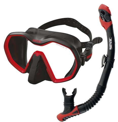 SEAC Set bis Icona Dry, Máscara Sin Marco y Esnórquel Dry Buceo