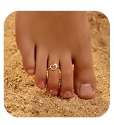 925 Sterling Silver Heart Toe Rings for Women Daughter Non Tarnish (Gold)