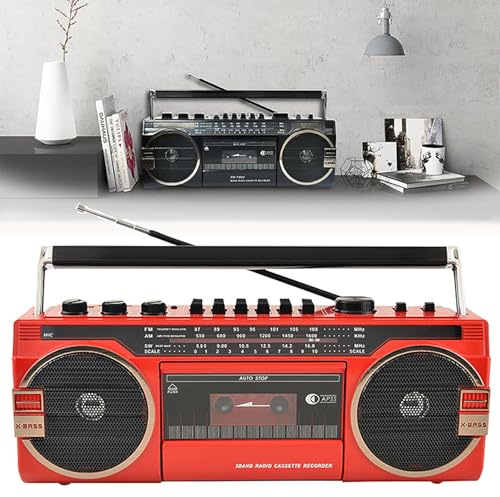 Retro Kassettbandspelare, Bärbar Boombox CD-bandspelare, Kassettbandspelare Med Dubbla Stora Högtalare, Stödjer Alla Standard 3,5 Mm Hörlurar För Familjesammankomster, Kontor, Vardagsrum Och Resor