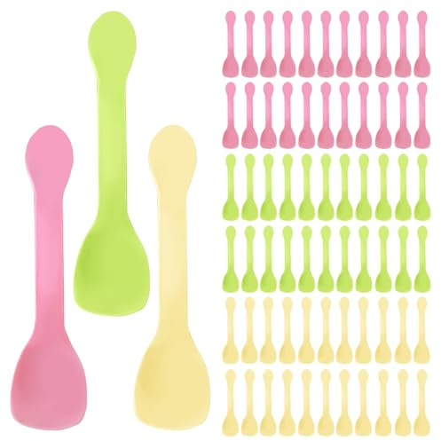 Glasskedar, 150 stycken återanvändbara miniskedar slitstark plast dessertskedar återanvändbara mini färgglada skedar set för glass, kakor, yoghurt mousse party