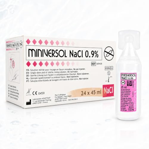 Baby fysiologiskt serum 45 ml - fysiodos naCl 0,9 % - förpackning x 24 | Hygien näsa extern bevattning - konserveringsmedel - säkert munstycke för vuxna barn - tillverkad i Frankrike
