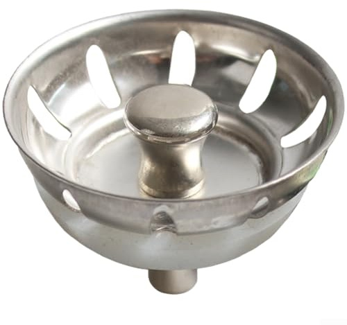 Tappo di scarico per lavello da cucina, 50 mm, in acciaio inox, con foro per ventilatore, filtro per ombrello, per prevenire gli intasamenti