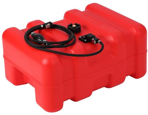 Marine Portable Boat Fuel Tank, 12 Gallon/55-l Gas Can with 10ft Hose,Gas Tank, No-Spill Sealed Storage for Outboard Engine, Fishing Boat, Yacht, Diesel/Gasoline Container, Red