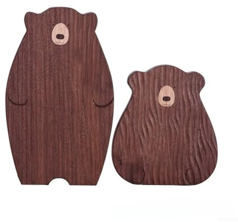 Gdfnmogo Planche à découper double face en bois de noyer en forme d'ours 30 x 22 cm, design minimaliste moderne pour hacher, trancher et servir dans la cuisine (33 x 20 x 1,5 cm)