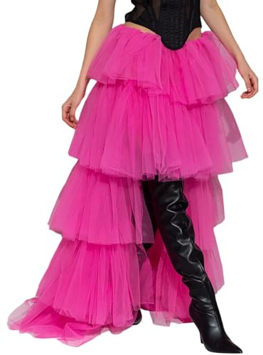 Générique Jupe Longue Femme Ligne A Élastique Superposée Party Halloween Danse Cintrée Volumineuse Robe (RD1, L)