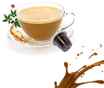 KICKKICK 50 Capsules Café Ginseng Compatibles Nespresso MADE IN ITALY Boisson Soluble Sucré Aromatisé Compatibles avec Machines Nespresso