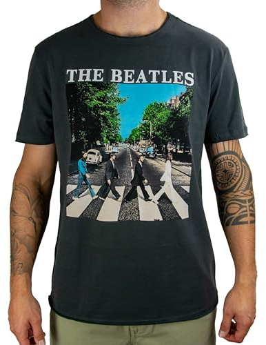 Amplified Herren The Beatles-Abbey Road T-Shirt, Grau (Charcoal Cc), L