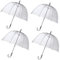 Unibos 4 x Set Rain Umbrellas Dome Birdcage Transparent PVC Wedding Brolly Clear White Handle And Spike Brolly Walking Ladies Mens Unisex Party Parasol Rain Bridesmaid Bridal