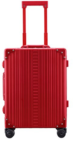 Aleon Koffer Domestic 4-Rollen Kabinentrolley 55 cm Aubergine Aluminium Hart TSA-Schloss 4 Spinner 4 Pockets Wasserfest