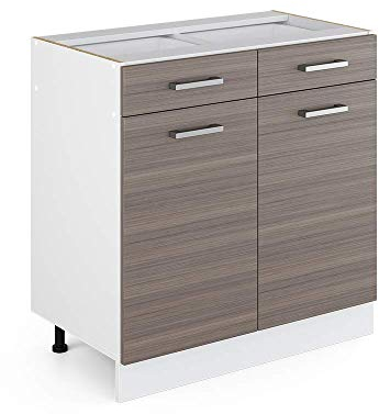Vicco Küchenunterschrank R-Line, Schubladenschrank für die Küche, Edelgrau, 80 cm ohne Arbeitsplatte