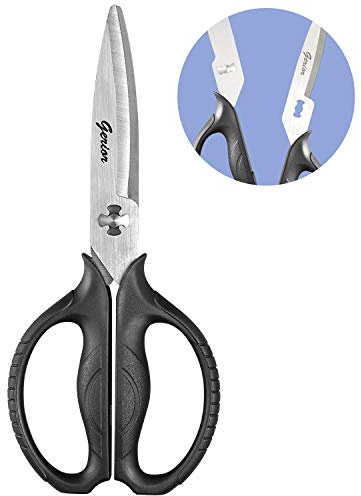 Food Scissors - Stainless Steel Kitchen Shears for Food, Chicken, Meat, Vegetables & Herbs (Black)