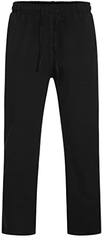 COOFANDY Herrjeans, raka jeans, stretch, slip-on-jeans, snygga byxor, elastiskt midjeband med dragsko, cargofickor för män, svart, XL