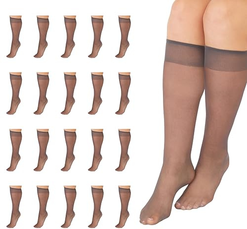 L'eggs Everyday Women's Knee-Highs, Sheer Toe Plus, 100% Nylon, Off Black, One Size (Pack of 16)