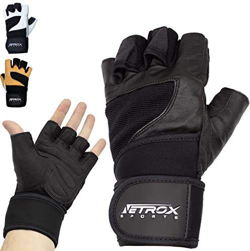NetroxSports - Trainingshandschuhe mit Handgelenkbandage für Krafttraining Kraftsport - Fitness Handschuhe Gym mit Handgelenkschutz Herren & Damen - Sporthandschuhe Fitnesshandschuhe Sport Training