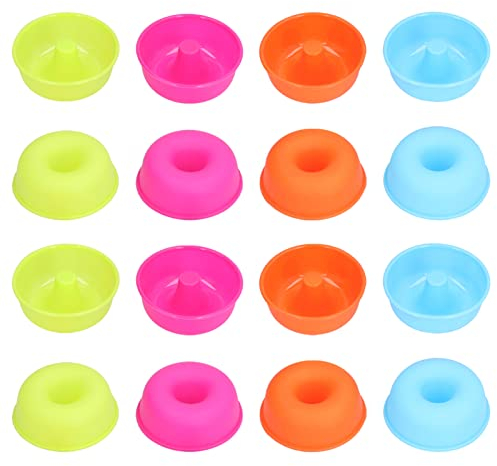HERCHR 16pcs moules à beignets, moules à gâteaux en silicone mini moules à beignets ronds pour moules de cuisson, 3 pouces