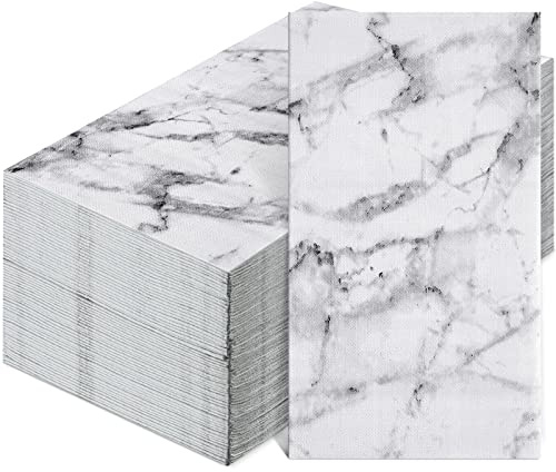 Zonon 200 Pcs Paper Hand Towels for Bathroom Disposable Hand Towels Marble Guest Towel Decorative Napkins Marbleized Dinner Guest Napkin for Wedding Holiday Cocktail Party Bathroom Kitchen Events