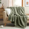 Sherpa Throw Blanket,Cable Pattern Decorative Soft Cozy Blanket for Couch Sofa,Light Weight Fleece Warm Throw Blanket for Bed,Olive Sage Green,127 x 152 cm
