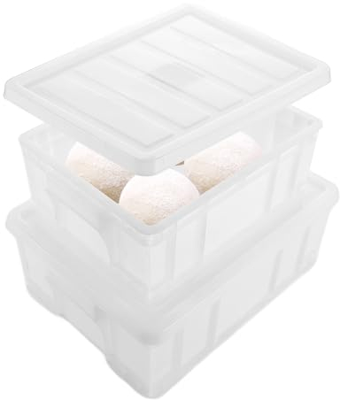 APACALI 2PCS Boîtes Pizza avec Couvercle, Bac à Pâton Boîte Alimentaire, Caisse de Levée pour Fermenter Pâte Pizza et Pain Conservation, 25 x 30 cm et 40 x 30 cm Boîtes à Pizza