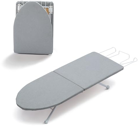 Small Ironing Board Tabletop with Iron Rest, Foldable Mini Iron Board with Cotton Cover, RAINHOL Folding Portable Travel Ironing Table for Spacing Saving 32x12