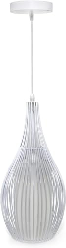 Teramo led Lampadario Moderno A Sospensione A Fasce Intrecciate BIANCO O NERO In Ferro Verniciato Opaco Attacco 1xE27 Lunghezza Filo Regolabile 100cm (LAMPADINA NON INCLUSA) (BIANCO BOLLA)