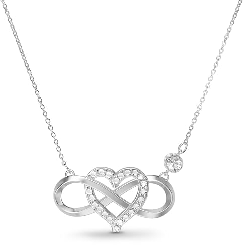 ZEITSTERN Infinity Halskette Damen Silber 925 – Verstellbare Herzkette mit Unendlichkeitszeichen & Zirkonia – Schmuckstück für Frauen – Geschenkidee - Geburtstag, Muttertag & Valentinstag​