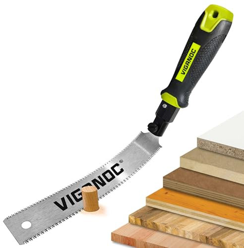 Viganoc Japanese Hand Saw 180mm (7) Double-Sided Pull Saw, Flush Cut Handsaws, Double Edge Wood Saw, SK5 Flexible Blade 14/17 TPI for Woodworking